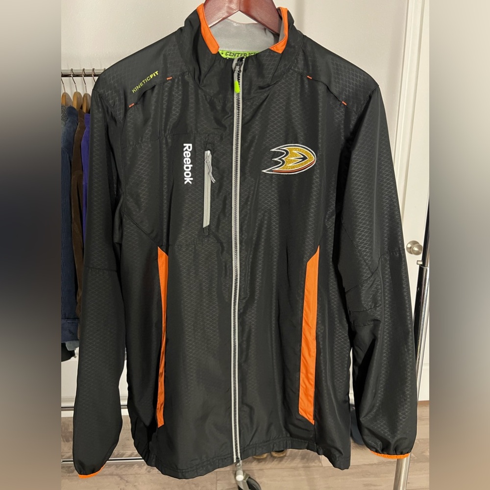 Anaheim Ducks Reebok Jacket Black Windbreaker Mens Medium
